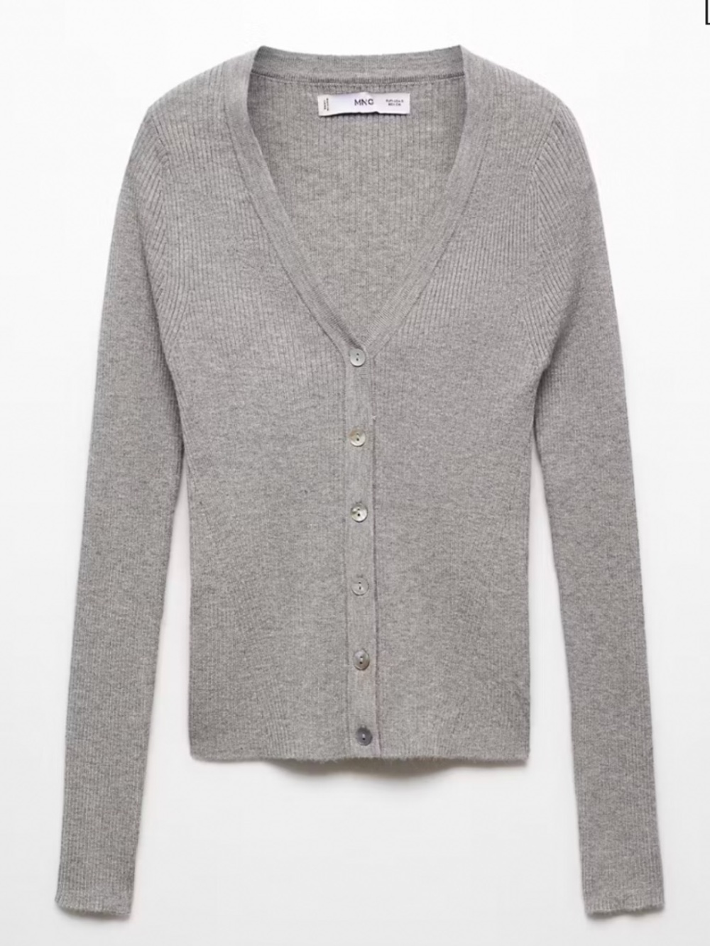 V-neck ribbed cardigan
